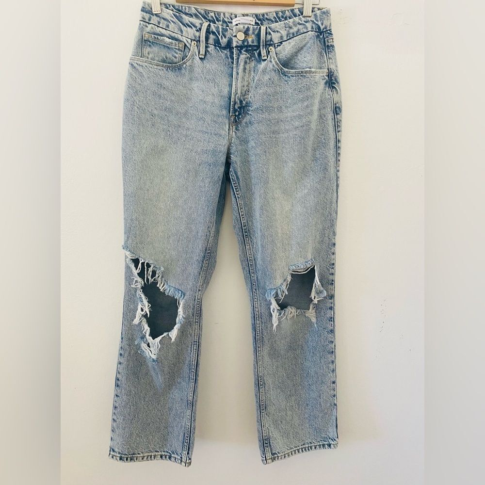 Good American destroyed Lightwash Jeans Size 28 90s acid wash straight leg